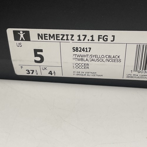 Botines de fútbol Adidas Nemeziz 17.1 FG blancos amarillos negros para hombre talla 5 (BB6075) - Imagen 18 de 21