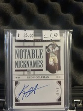 2024 National Treasures Collegiate Keon Coleman Notable Nicknames Auto /49 SP