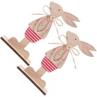 2pcs Osterdesktop -Dekorationen Holz Bunny Tisch Ornament Spring Bunny Herzstück
