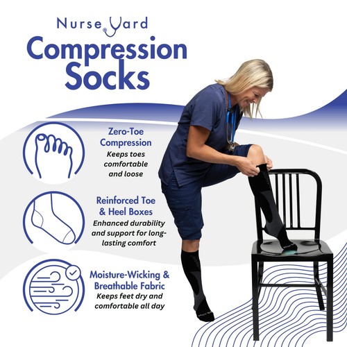 Compression Socks for Nurses - Women & Men - 20-30mmHg Graduated Compression,... - Picture 2 of 6