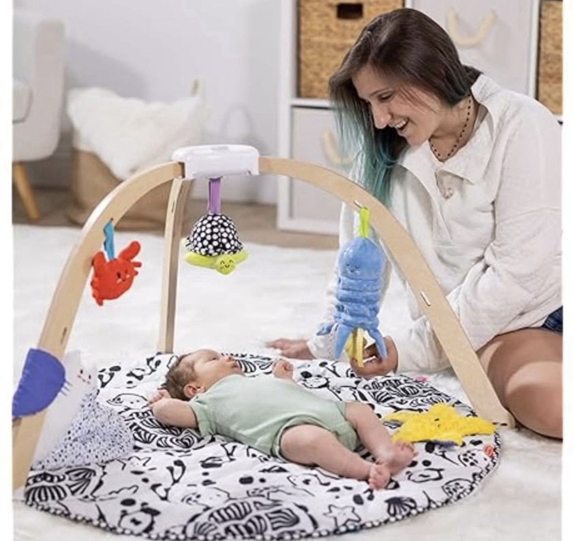 Melissa & Doug Ocean Easy Fold Wooden Play Gym For Infants
