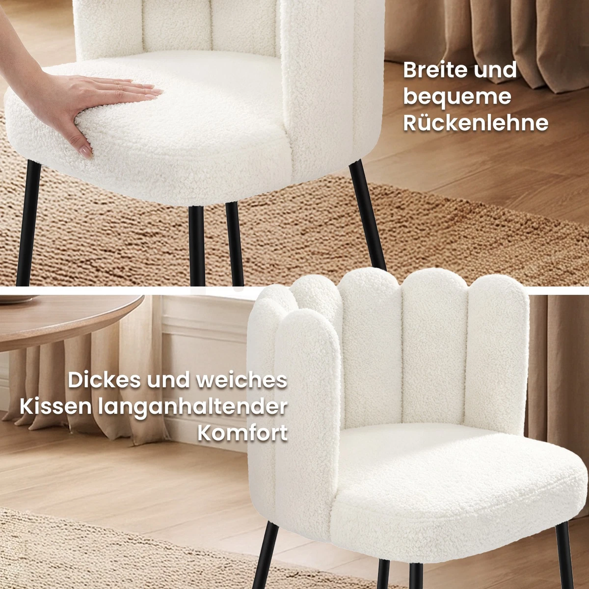 4x Esszimmerstühle Küchenstühl Polsterstuhl Küchenstuhl Gepolsterter Sitz Beige