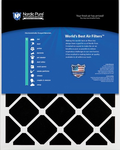 20x22x1 (19_1/2x21_7/16) Pleated Air Filters MERV 14 Plus Carbon 6 Pack - Picture 2 of 7