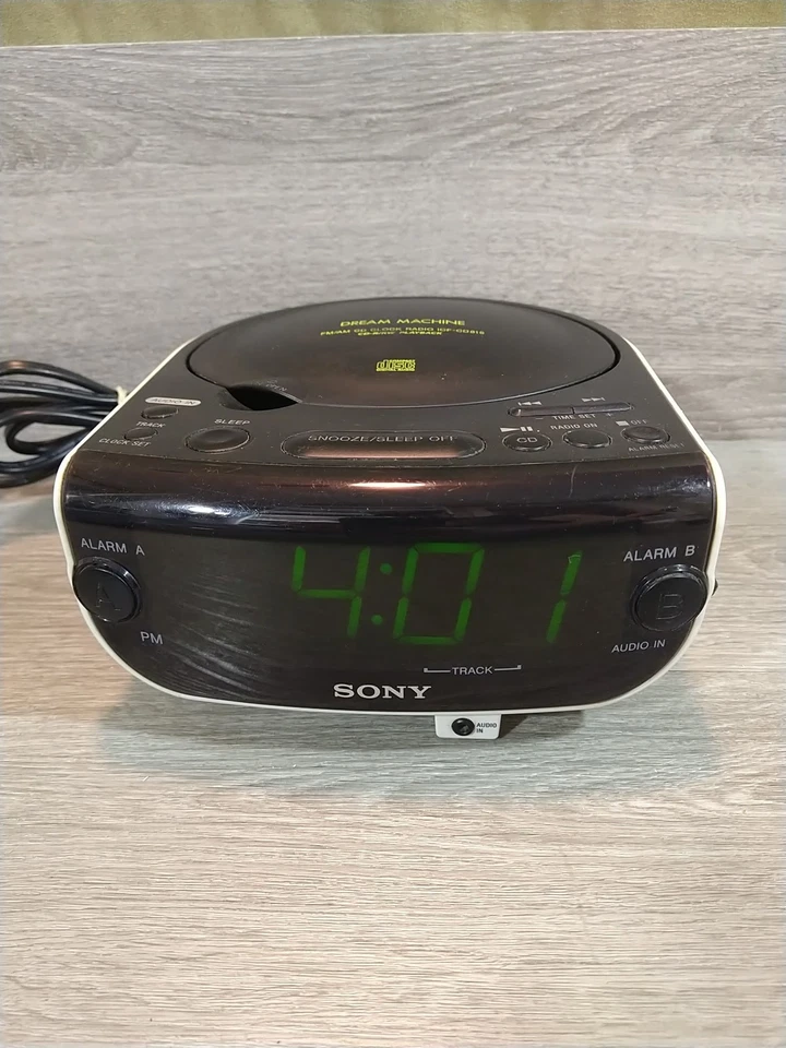 Sony CD Despertador Dream Machine ICF-CD815 AM FM Radio Doble Reproductor de CD ✅Probado✅ Foto 2 de 4