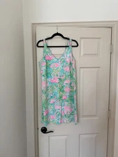 Lily Pulitzer Womens Dress Adrianna Floridita Multicolor Flamingos, Size L