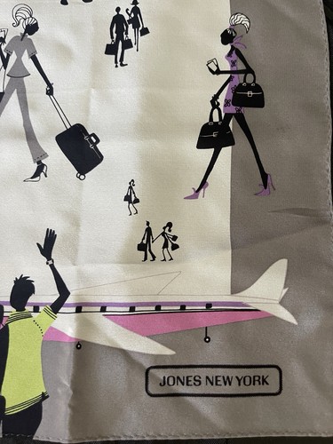 Vintage 1980’s Liz Claiborne Silk Scarf Square Airplane Travel Mod - Picture 3 of 3