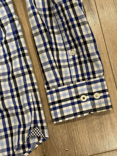 Camisa de manga larga con botones para hombre BANANA REPUBLIC mediana azul blanco negro camden - Imagen 9 de 11