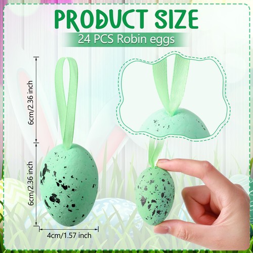 24 Pieces Hanging Foam Easter Speckled Eggs Ornaments 2.36 Inch Decorative Ea... - Bild 2 von 6