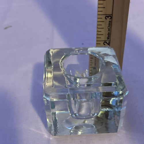 Tintero de cristal cuadrado de plomo vintage de 2" x 2’ cuadrado resistente transparente - Imagen 4 de 5