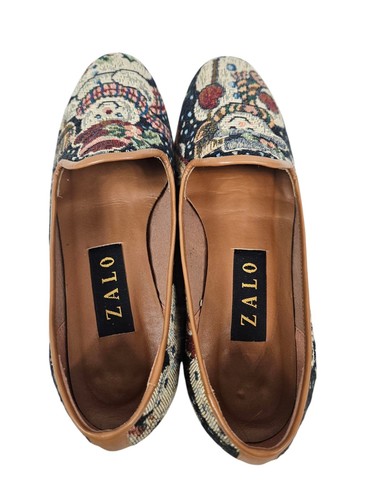 Zalo Needlepoint Holiday Snowman Christmas Loafers Flat Shoes Size 7 Women's - Picture 7 of 13