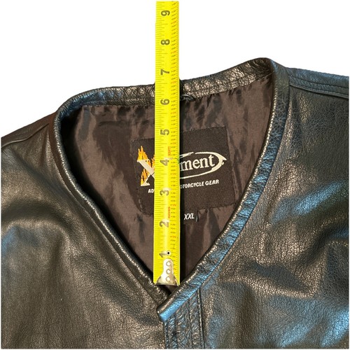Men's 2XL-XELEMENT Leather Motorcycle Jacket Biker Short Sleeve Buffalo Black - Picture 14 of 16