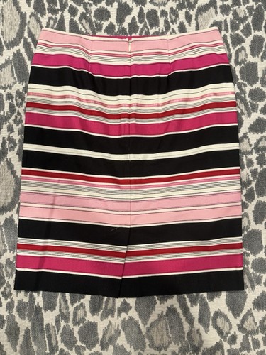 Talbots Pink Black White Ribbon Stripe Short Straight Skirt Size 6P - Picture 3 of 3