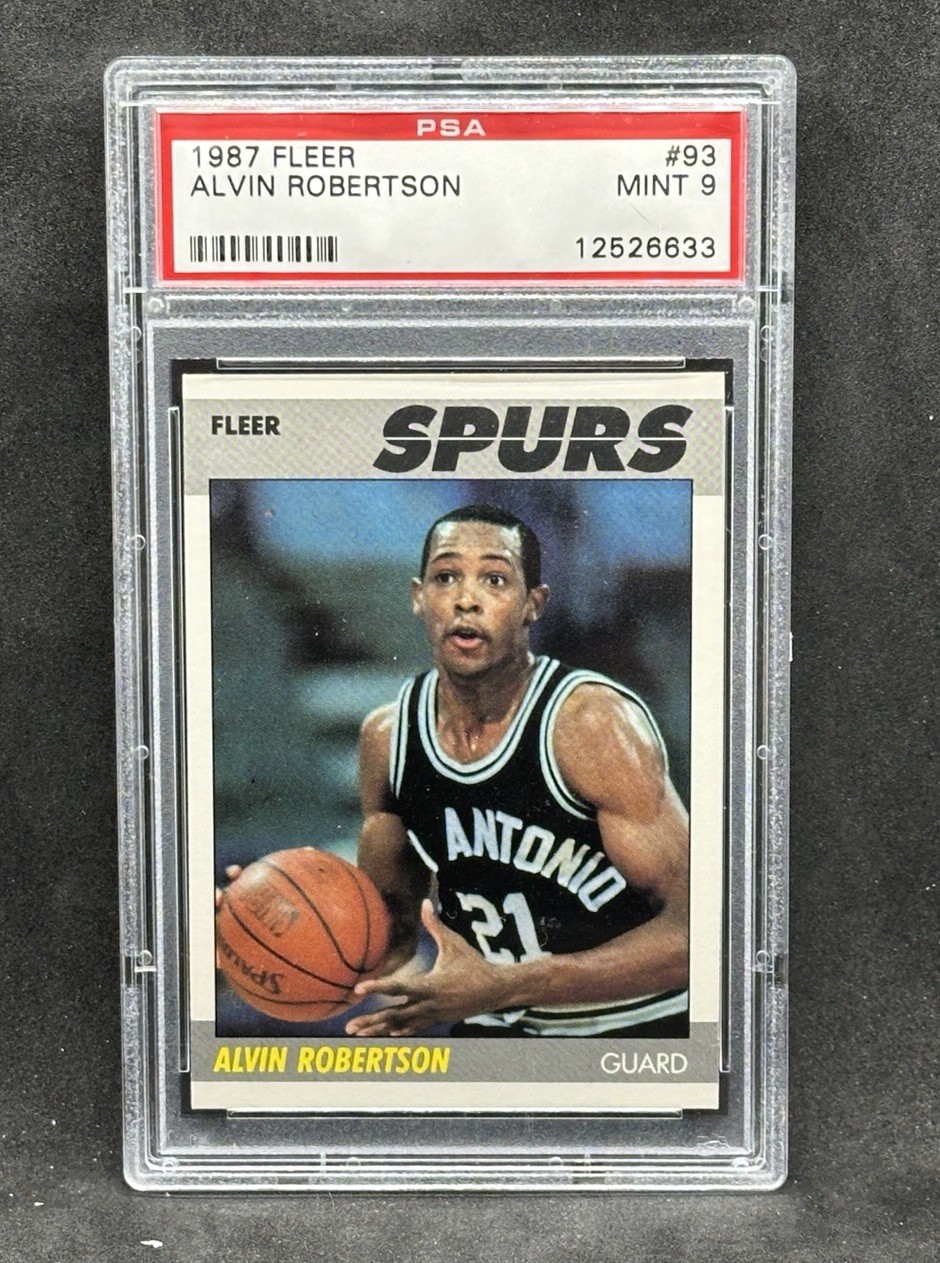 1987 Fleer Alvin Robertson #93 San Antonio Spurs NBA Basketball Card PSA 9 MINT