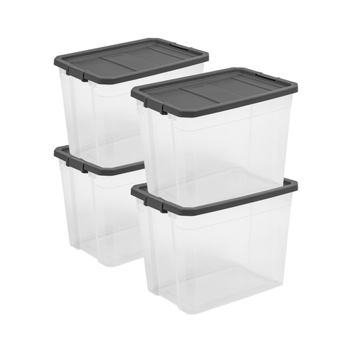 Sterilite 108 Qt. Clear Stacker Storage Container Tote w/ Latching Lid, (4 Pack) - Picture 1 of 8