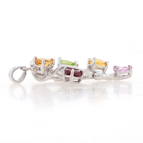 Oro Blanco Citrino Rubelita Peridoto Colgante 14k Pera 1.39ctw Abstract Hoja Vid - Imagen 2 de 7