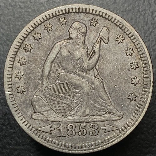 1853 P Seated Liberty Silver Quarter Dollar 25c Arrows And Rays XF Type Set Coin