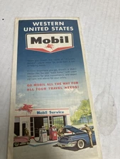 Vintage late 1950'S MOBIL GASOLINE WESTERN UNITED STATES ROAD MAP 18 x 33