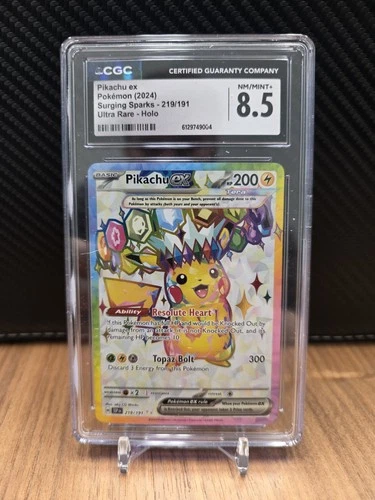 Pikachu ex 219/191 Ultra Rare - CGC 8.5 NM/Mint - Surging Sparks