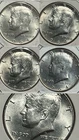 1964 Kennedy Half Dollar Lot of 5 Silver 90% Coins Mixed P & D AU/BU Condition