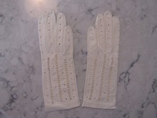 Vintage New NOS Dead Stock Unworn White Italian Kid Leather 9" Gloves---Size 6