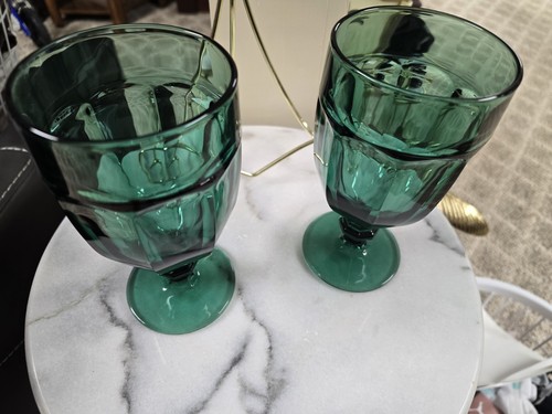 Set 2 Libbey Duratuff Gibraltar Wacholder Smaragdgrün Wein Wasser Gläser 12 Oz - Bild 3 von 5