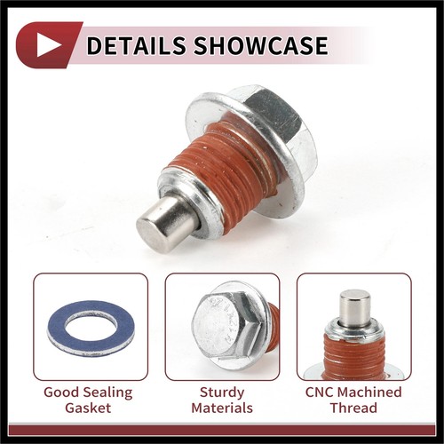 1 Kit Oil Drain Plug for Toyota Tacoma Tundra Camry Corolla No.9043012031 Red - Picture 4 of 7