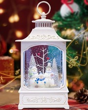 Large Christmas Snowman Snow Globe Light up Lantern with 8 Songs, 9.84" White...