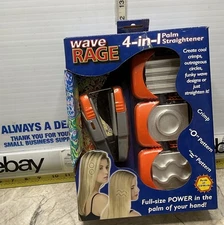 Wave Rage 4 in 1 Palm Hair Straightener Crimper Styler Iron 4 Plates NEW WR023