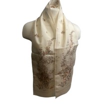 Vintage St HILAIRE Beige  Floral Scarf 52  8  . Made In PARIS, FRANCE Stain