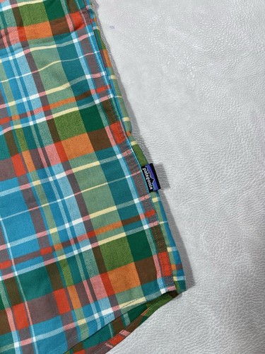 Patagonia Buckshot Flannel Shirt Size Large Blue Green Orange Long Sleeve Button - Picture 5 of 7