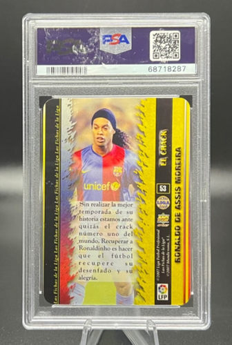 2007 Mundi Cromo Las Fichas de la Liga 53 Ronaldinho Marbled Vertical PSA 9 Mint - Picture 2 of 2