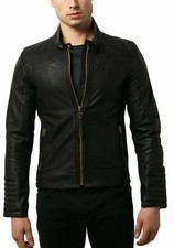 Mens New Stylish Black Leather Jacket 100 Real Genuine Lambskin Slim Fit Jacket