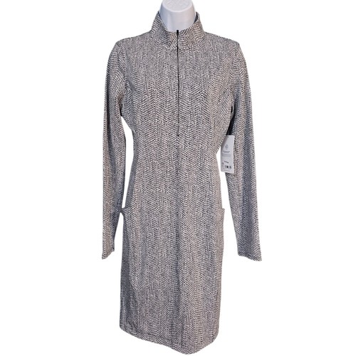NWT ATHLETA Delancey Textured Dress Half Zip Long Sleeve Side Pocket Size M - Picture 2 of 11