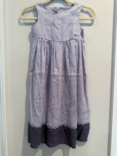 Vtg JM Originals Ellenville NY Girls Dress 6 Purple Linen Blend Mormon USA RARE