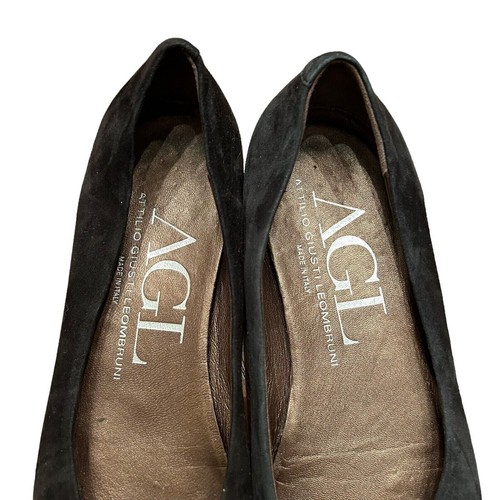 AGL Attilio Giusti Leombruni Ballet Flats 38.5 US 8 Shoes Black Shimmer Leather - Picture 4 of 6