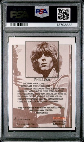 1991 Brockum Rockcards Phil Lesh GRATEFUL DEAD #3 Legacy Series PSA 9 - Picture 2 of 3