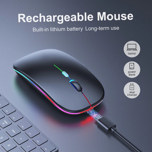 Mysz PC Bezprzewodowa mysz USB Bezprzewodowa mysz Komputer Notebook Laptop Bezprzewodowa mysz Ładowalna - Zdjęcie 3 z 13