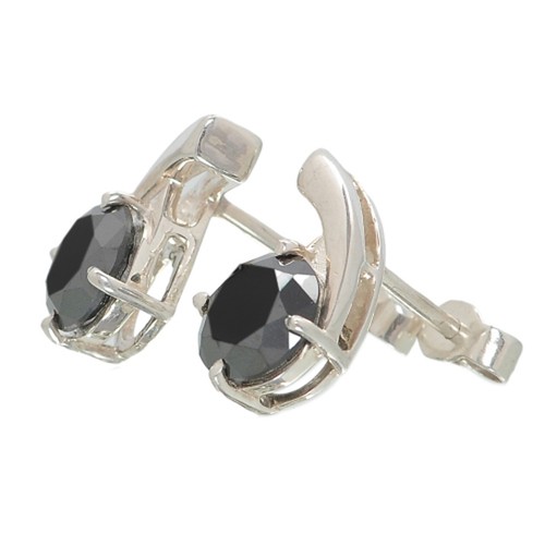 5.00Ct Round Shape 100% Natural Jet Black Diamond Studs In 925 Sterling Silver - Picture 6 of 8