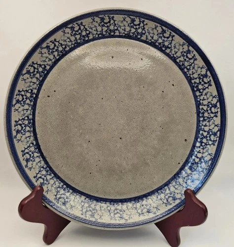 Vintage 1990 Beaumont Brothers Pottery Blue Spongeware Plate Crooksville Ohio