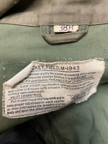 WW2 U.S. Army M-1943 Field Jacket W/Hood - Size 38R - Picture 3 of 5