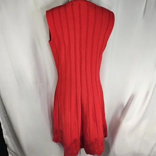 D. Exterior neu mit Etikett Made in Italy rot vertikal sichtbare Nähte ärmelloses Kleid Large - Bild 6 von 11