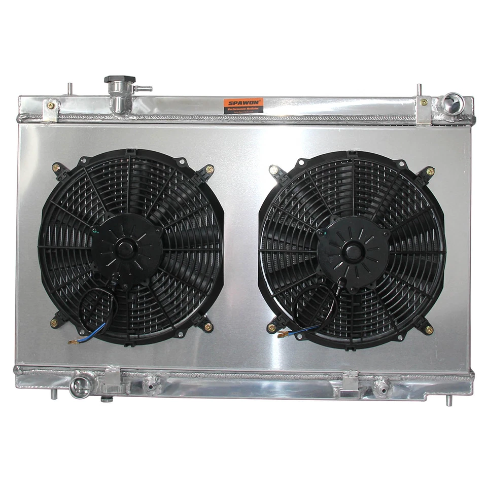 Radiador de aluminio AT SPAWON para Nissan 350Z Enthusiast Touring 03-06 + cubierta del ventilador Foto 3 de 4