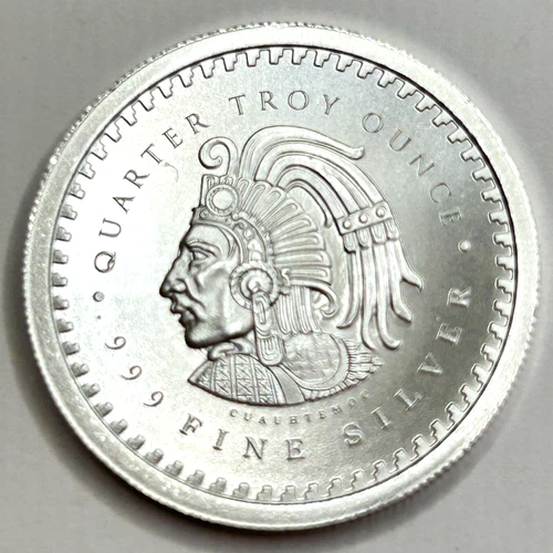 1/4 oz Aztec Calendar .999 Fine Silver Round Bullion Golden State Mint - 04