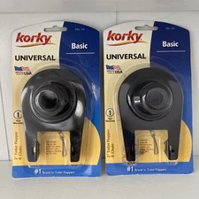 2 x Korky Flapper Universal Fit Black Rubber With Chain Seals For Toilet Tank