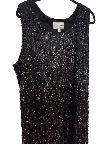 Abito MODERN METALLICS nero cocktail paillettes Avenue taglia 22 24 3X 2X - Foto 3 di 6