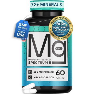 Spectrum 5 Magnesium | 5in1 Complex + 72 Trace Minerals for Enhanced Absorpti...