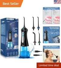 Battery-Powered Portable Water Flosser with 3 Modes & 4 Nozzles for Oral Care
