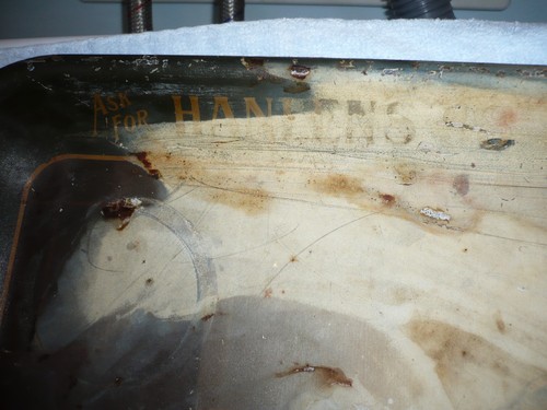 pre pro hanlen"s 98 Whiskey Advertising tray penn street reading pa as found - Picture 3 of 6