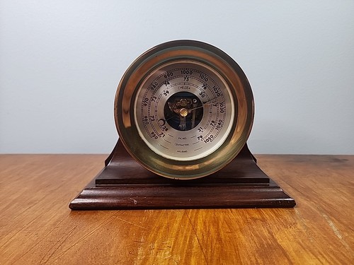 Vintage Chelsea Shipstrike Barometer Hygrometer 4 1/2" Dial Mahagoni Base - Bild 8 von 22