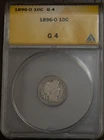 1896 O Barber Dime ANACS G4 Lot 3256